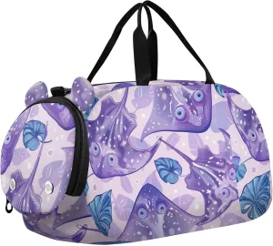 Stingray Fish Magic Sports Duffle Bag for Teens Girls Boys, Gym Bag with Shoe Compartment, Kids Travel Overnight Weekender Shoulder Bag
