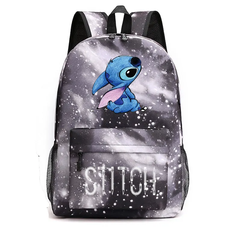 Stitch Black Starry Sky Large Capacity Backpacks