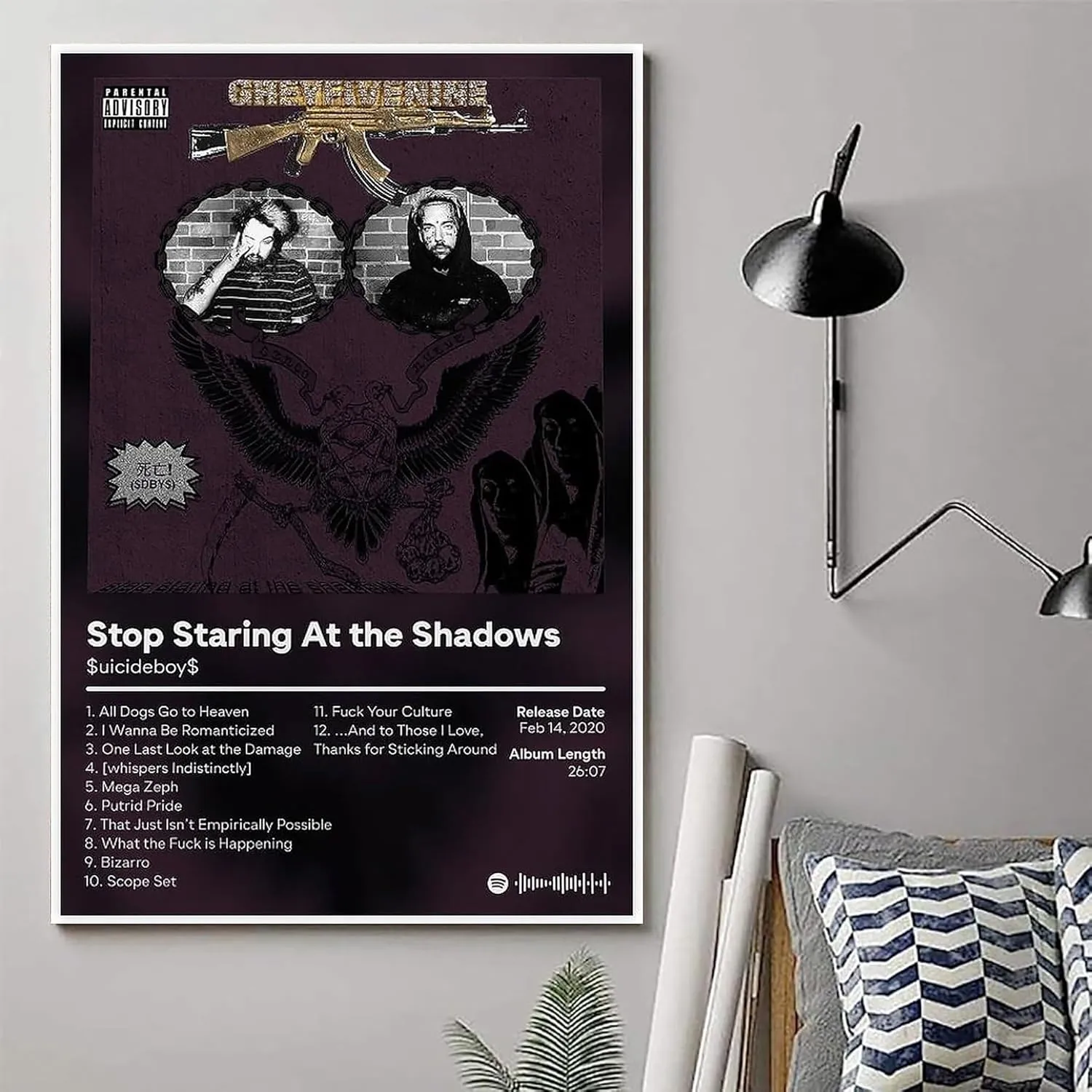 Stop Staring At The Shadows Album Poster, Canvas Wall Art For Bedroom And Office 12x18 inch (Unframed)