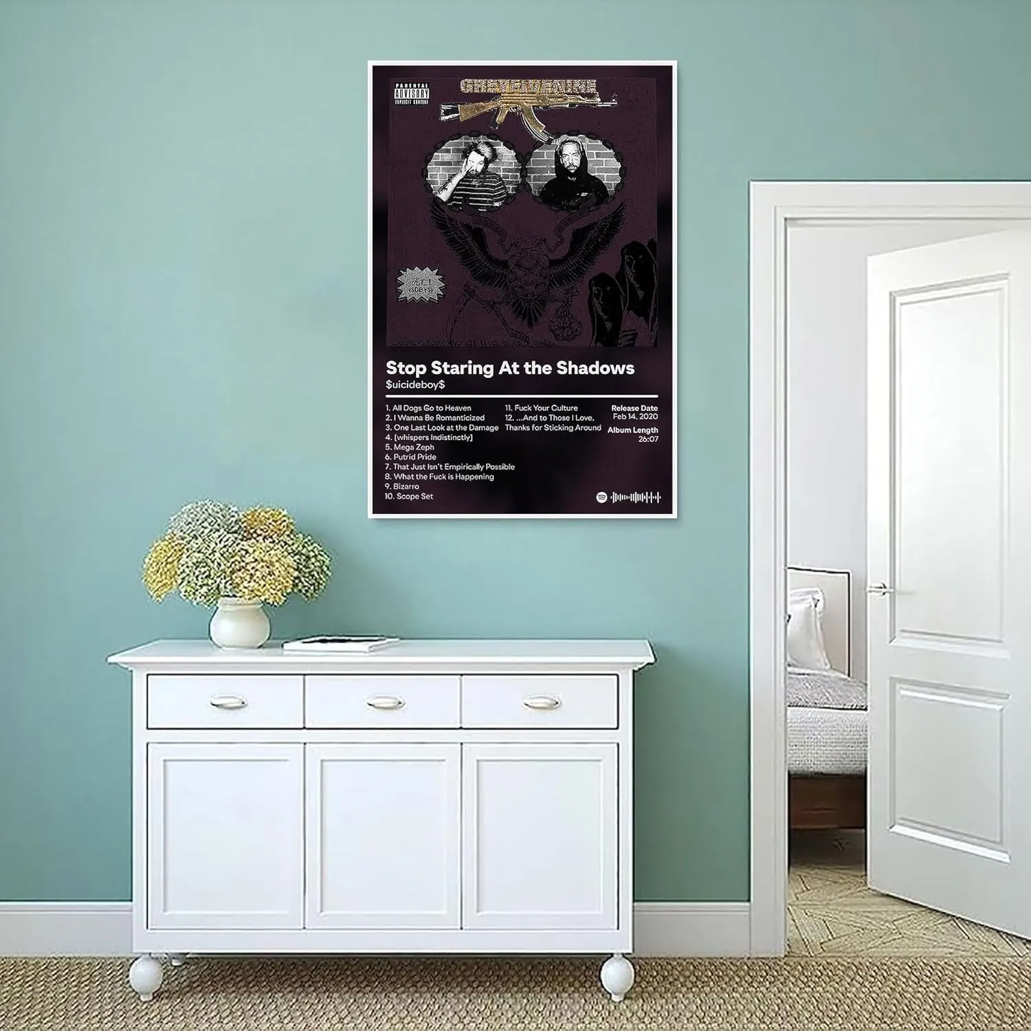 Stop Staring At The Shadows Album Poster, Canvas Wall Art For Bedroom And Office 12x18 inch (Unframed)