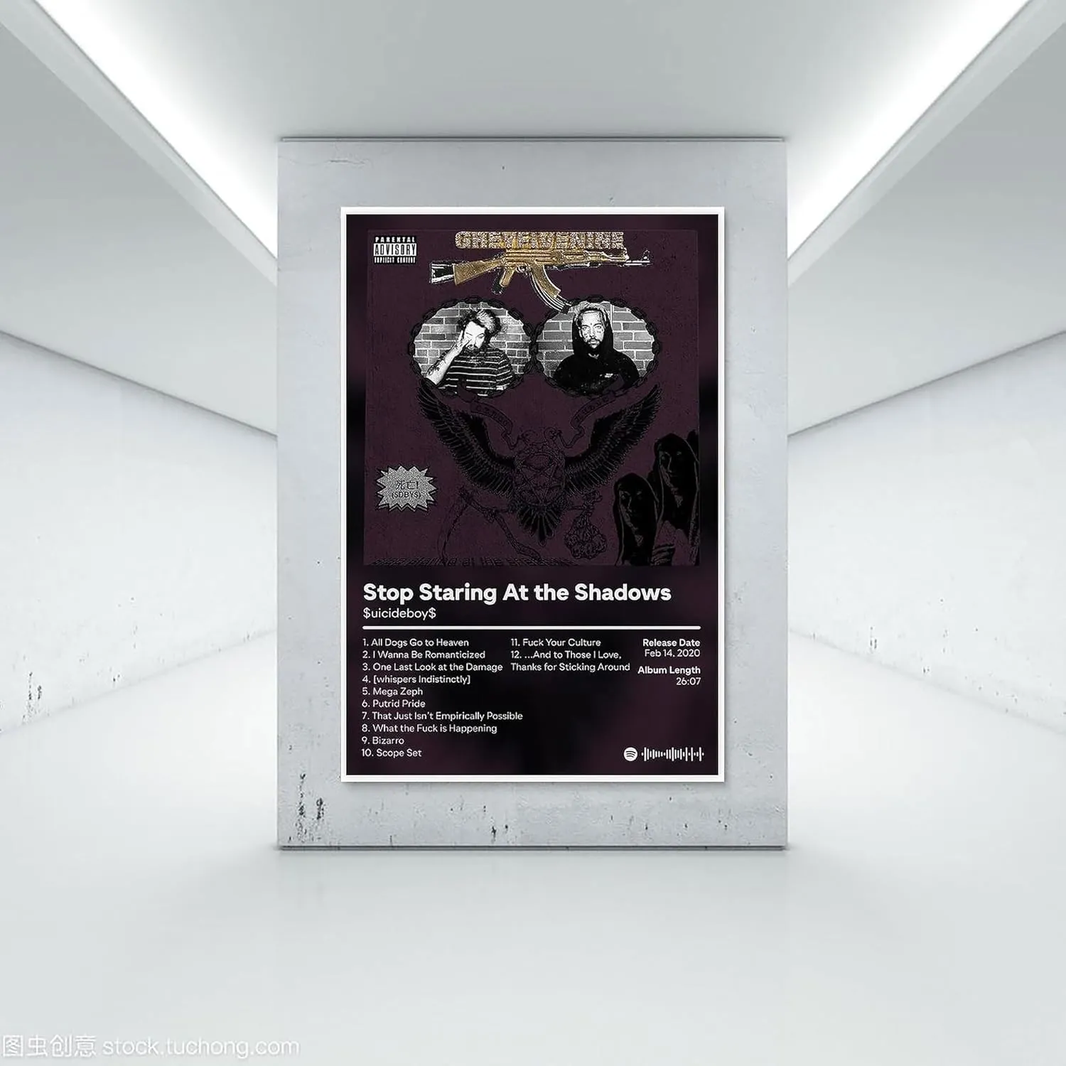 Stop Staring At The Shadows Album Poster, Canvas Wall Art For Bedroom And Office 12x18 inch (Unframed)