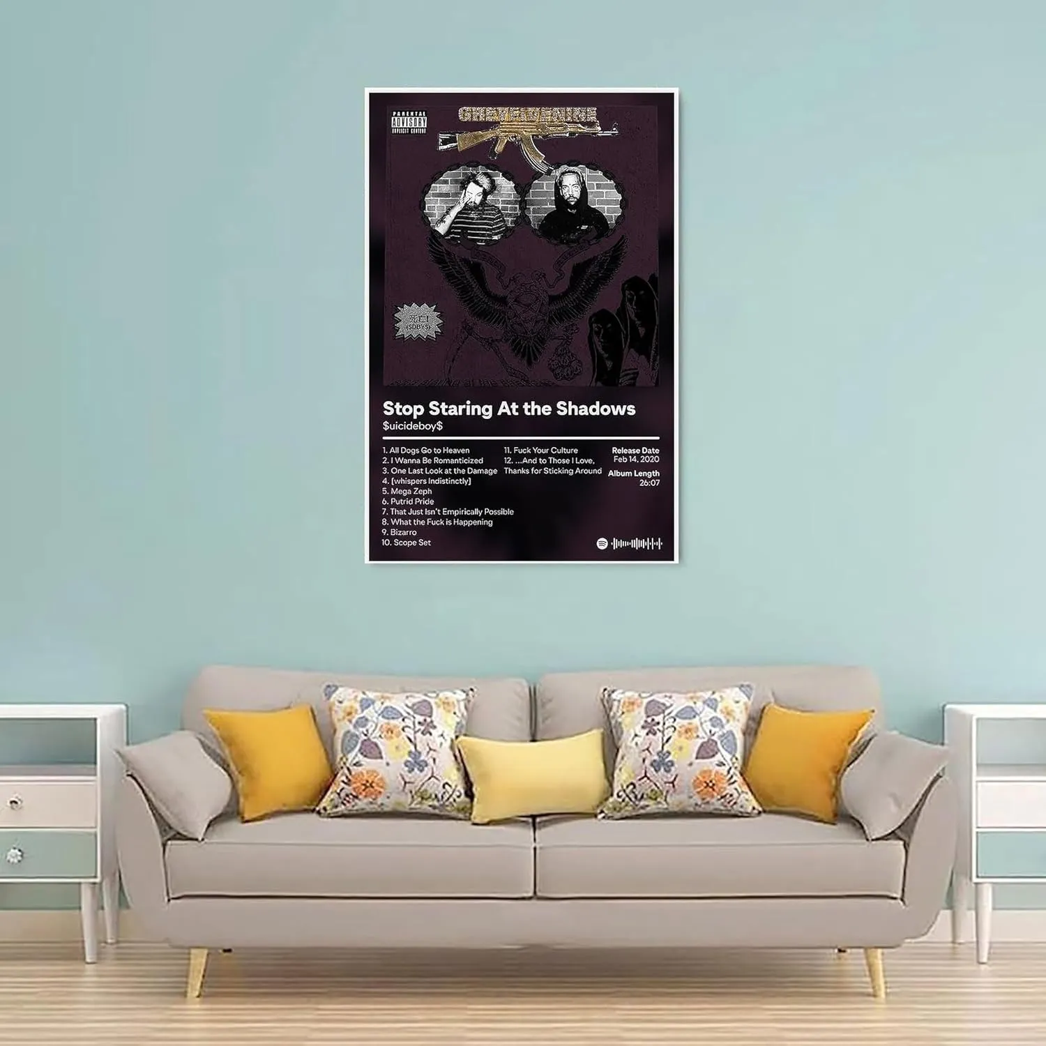 Stop Staring At The Shadows Album Poster, Canvas Wall Art For Bedroom And Office 12x18 inch (Unframed)