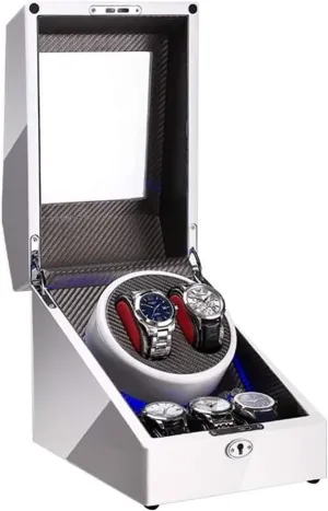 Storage 2 3 Automatic Watch Winder Box with LED Light Wood Shell and Carbon Fiber Leather Silent Motor 4 Rotation M Setting Rotator