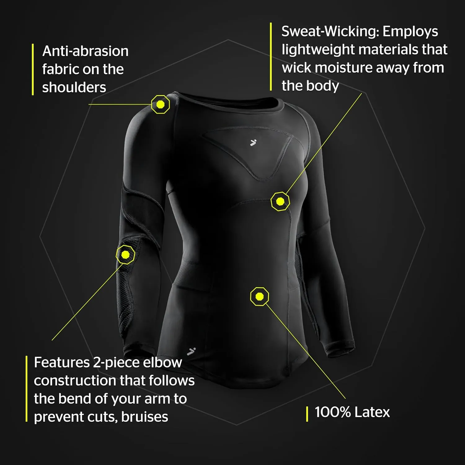 Storelli Women’s Bodyshield Goalkeeper ¾ Undershirt, High-Impact Protection for Female Soccer & Field Players, Breathable