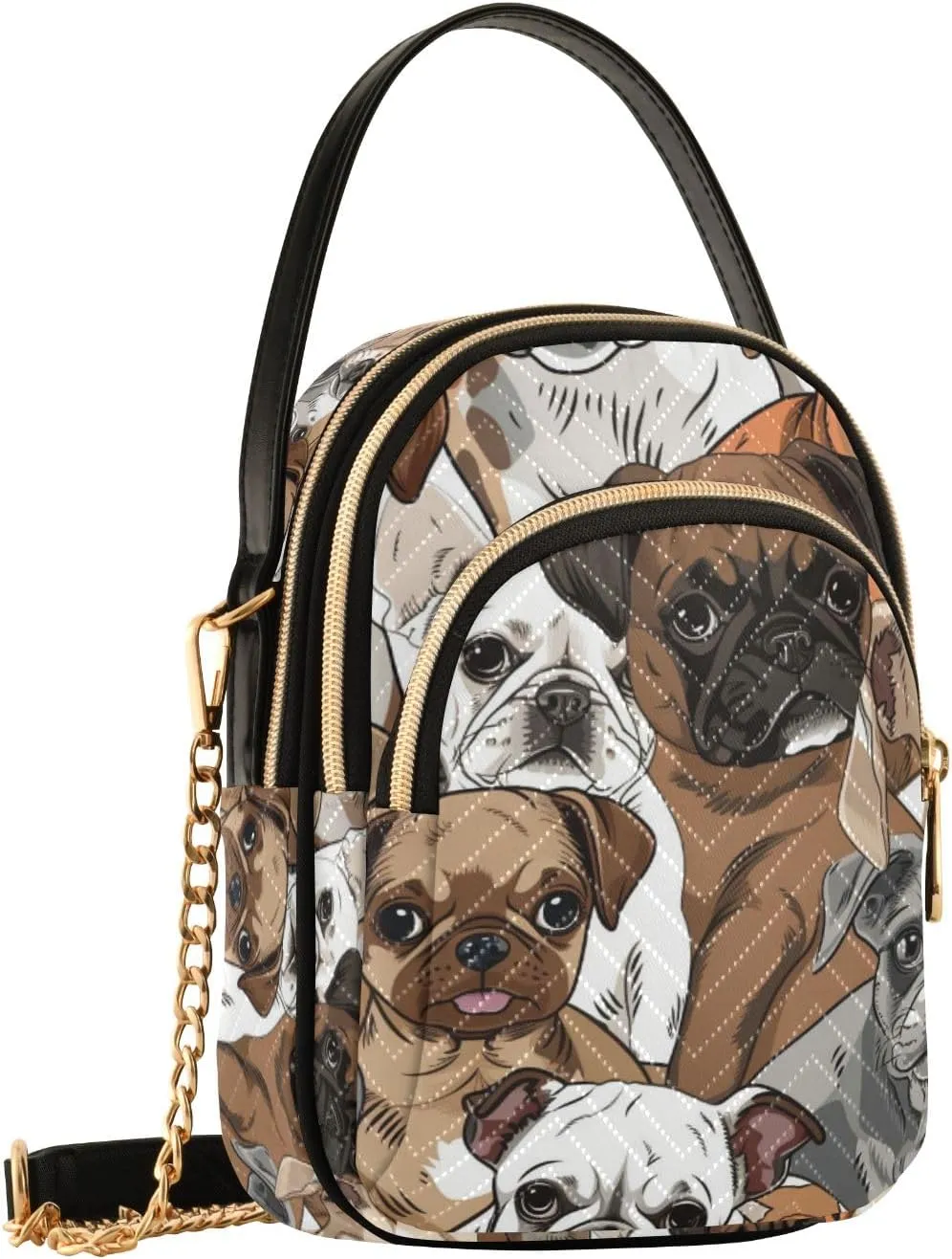 SUABO Crossbody Bag for Women, Angry Dogs Phone Purse Detachable Chain Bag Shoulder Handbag Wallet