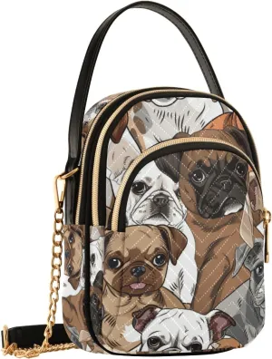 SUABO Crossbody Bag for Women, Angry Dogs Phone Purse Detachable Chain Bag Shoulder Handbag Wallet