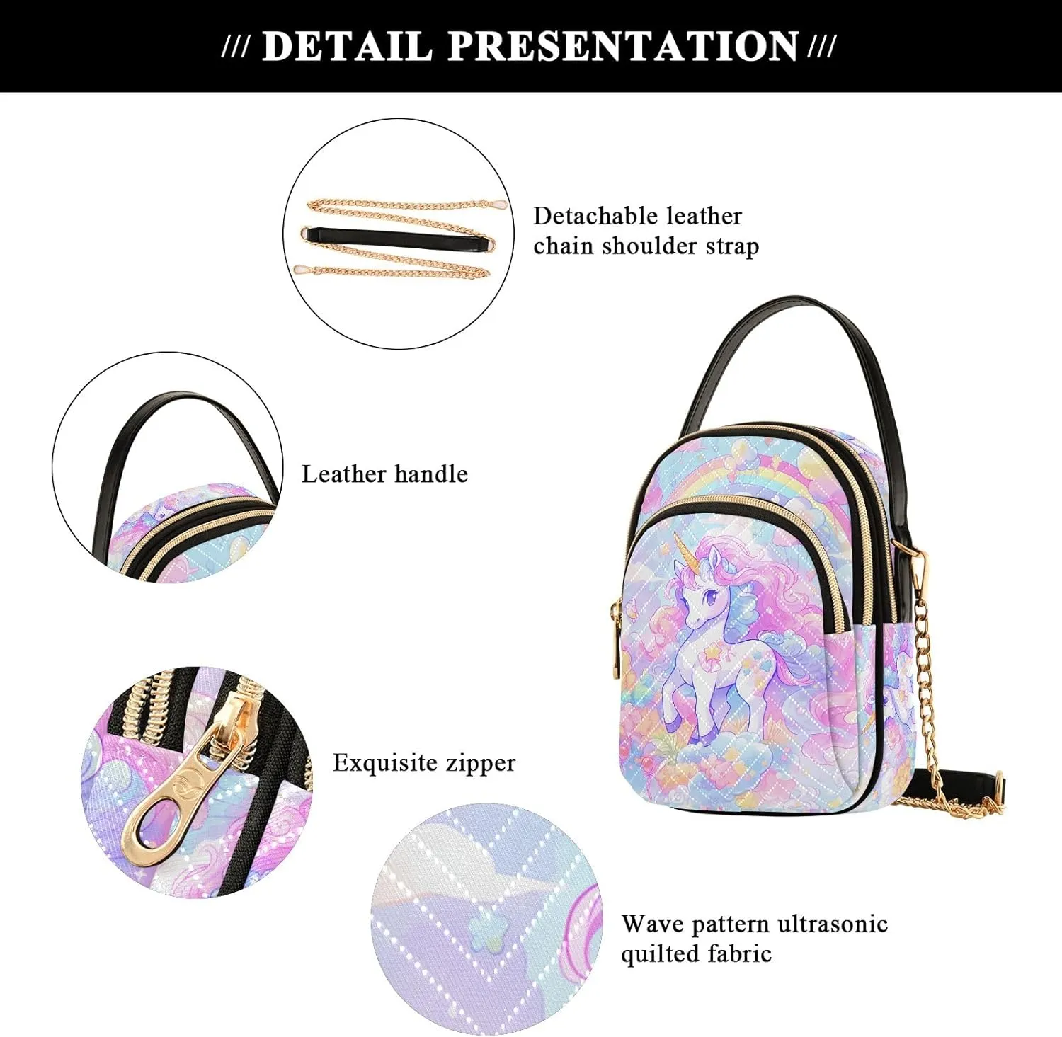 SUABO Crossbody Bag for Women, Cute Phone Purse Detachable Chain Bag Shoulder Handbag Wallet