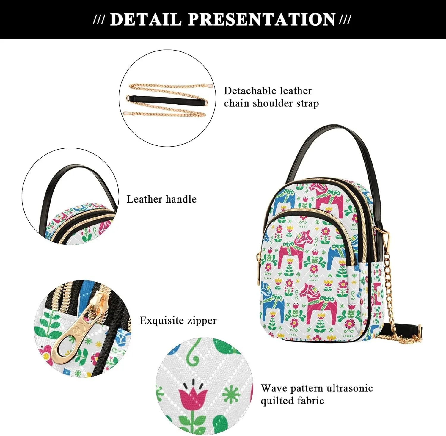 SUABO Crossbody Bag for Women, Cute Phone Purse Detachable Chain Bag Shoulder Handbag Wallet