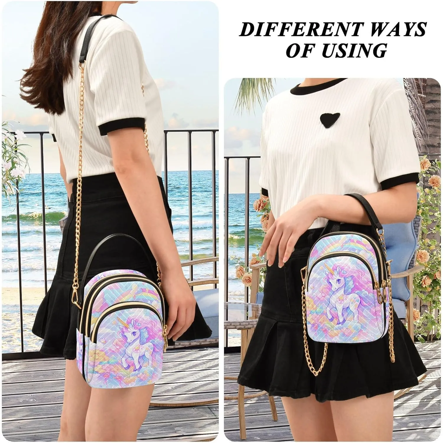 SUABO Crossbody Bag for Women, Cute Phone Purse Detachable Chain Bag Shoulder Handbag Wallet