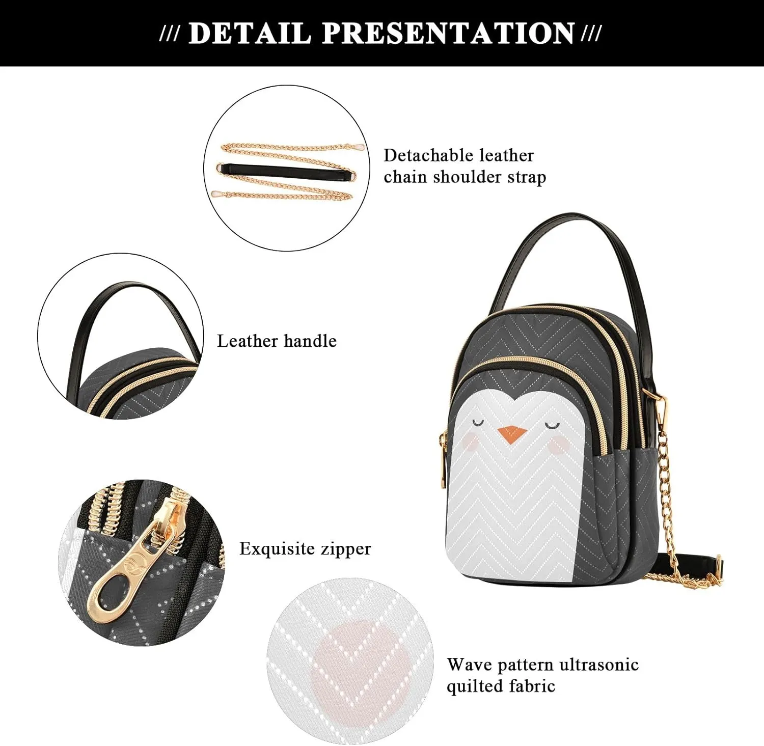 SUABO Crossbody Bag for Women, Cute Phone Purse Detachable Chain Bag Shoulder Handbag Wallet