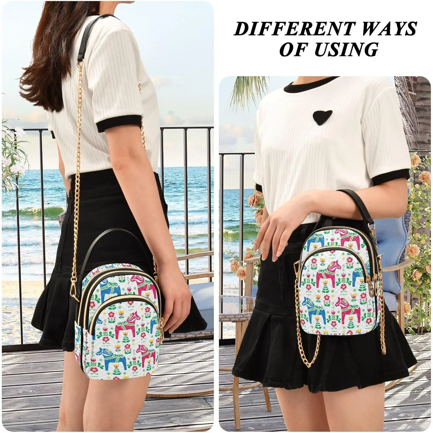 SUABO Crossbody Bag for Women, Cute Phone Purse Detachable Chain Bag Shoulder Handbag Wallet