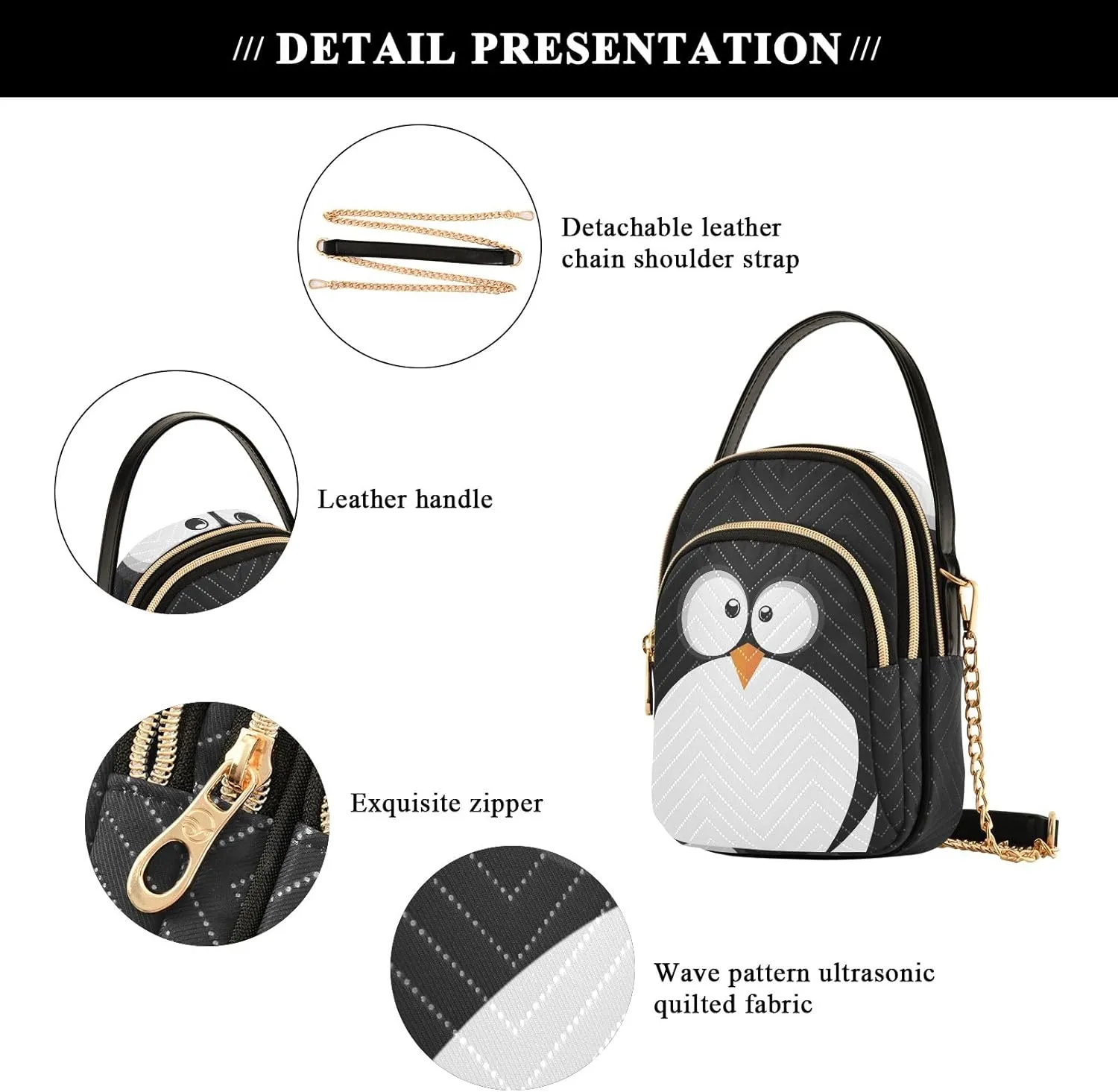 SUABO Crossbody Bag for Women, Cute Phone Purse Detachable Chain Bag Shoulder Handbag Wallet