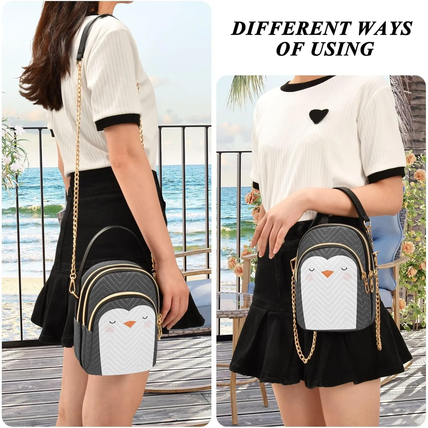 SUABO Crossbody Bag for Women, Cute Phone Purse Detachable Chain Bag Shoulder Handbag Wallet