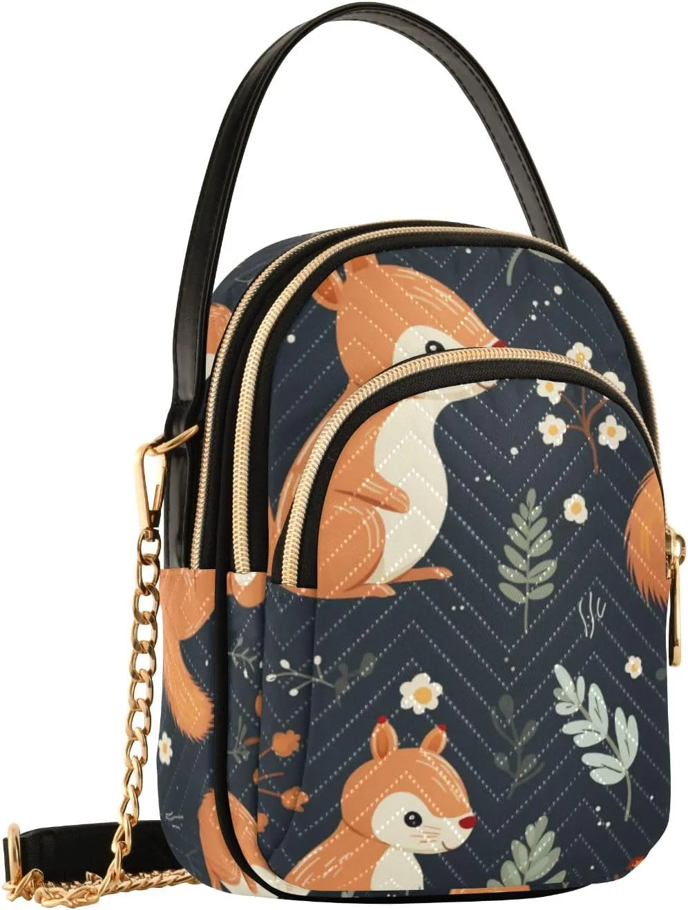 SUABO Crossbody Bag for Women, Cute Squirrel Phone Purse Detachable Chain Bag Shoulder Handbag Wallet