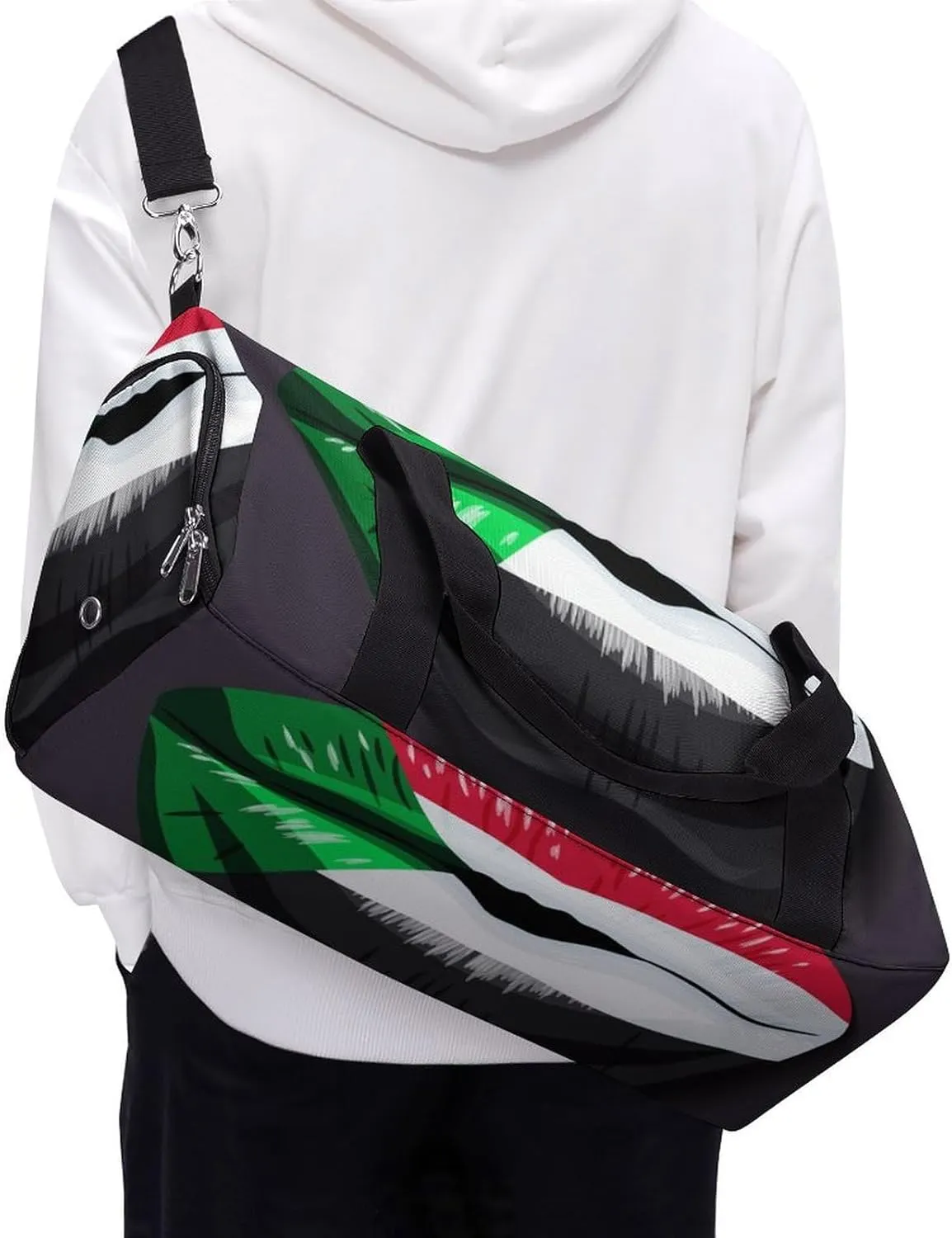 Sudan Flag Lips Sports Duffel Bag with Wet Pocket and Shoe Compartment Travel Weekender