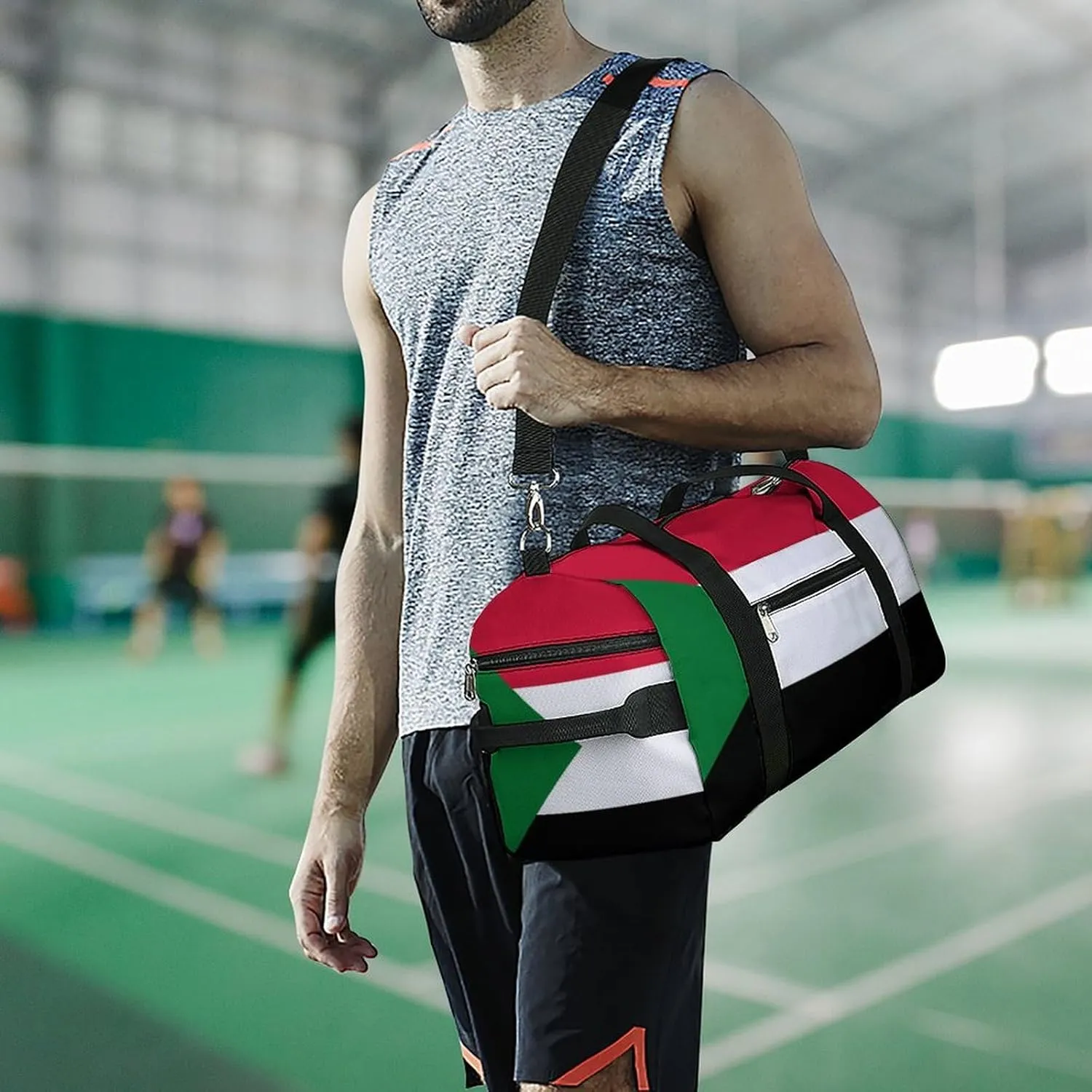 Sudan Flag Travel Bag for Boys Girls with Shoe Compartment and Wet Pocket