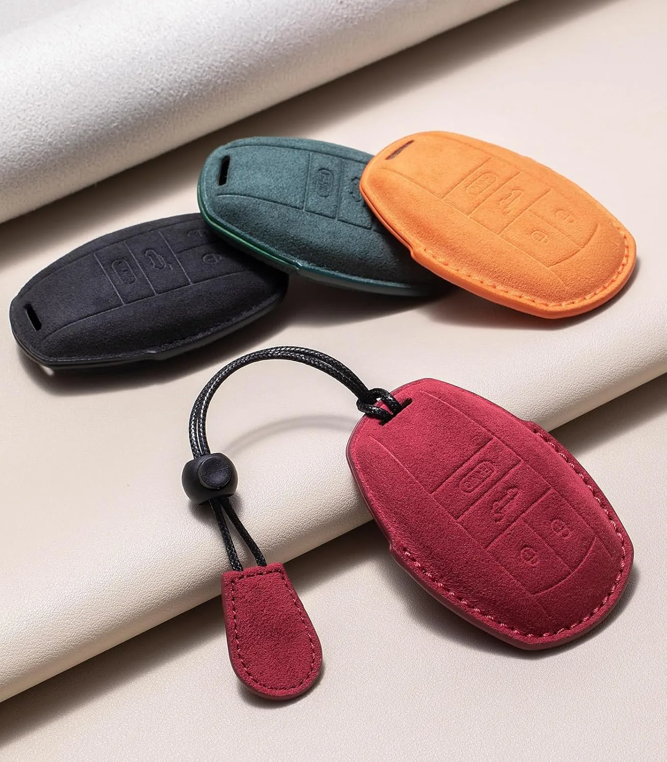 Suede Leather Car Key Fob Case Cover Shell Fit for Bentley Bentayga Flying Spur GT 2018-2024
