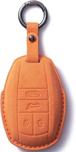 Suede Leather Car Key Fob Case Cover Shell Fit for Bentley Bentayga Flying Spur GT 2018-2024