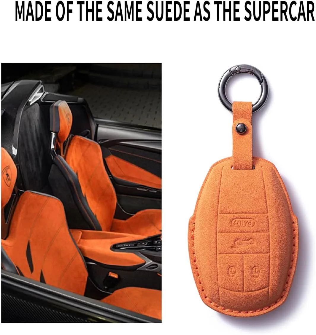 Suede Leather Car Key Fob Case Cover Shell Fit for Bentley Bentayga Flying Spur GT 2018-2024