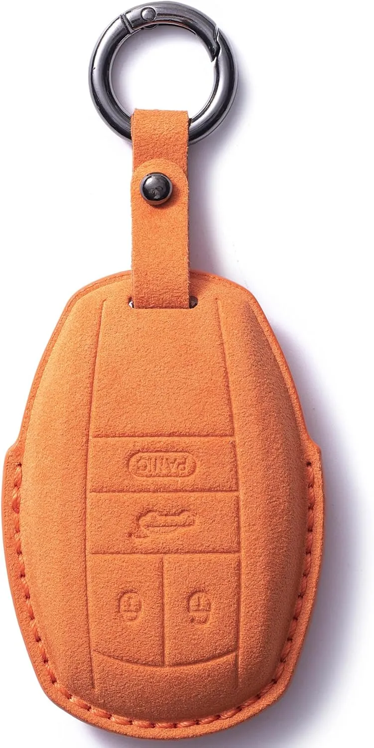 Suede Leather Car Key Fob Case Cover Shell Fit for Bentley Bentayga Flying Spur GT 2018-2024