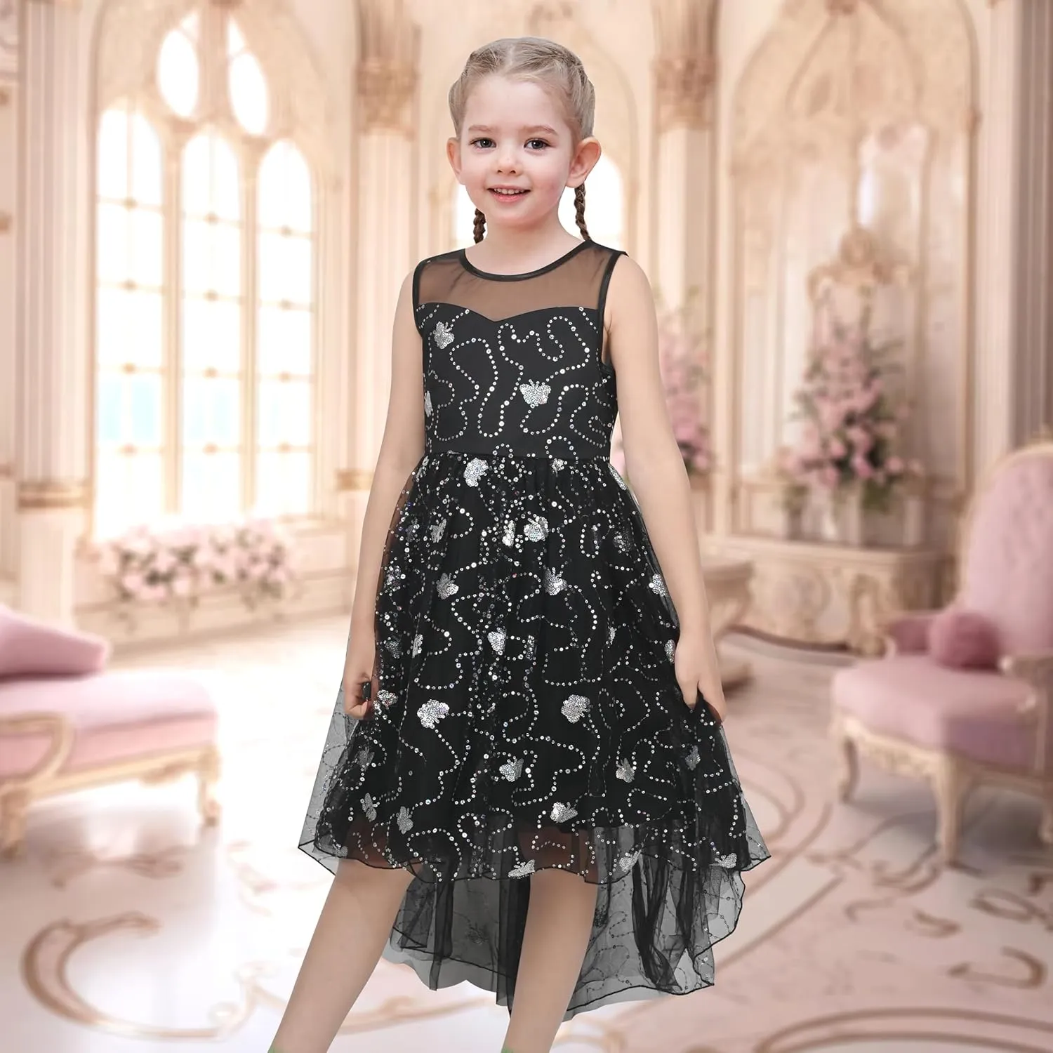 Sunny Fashion Flower Girls Dress Unicorn Rainbow Pageant Princess Party