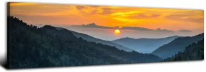 Sunset Mountain Canvas Wall Art for Living Room Nature Wall Decor Smoky Blue Ridge Mountain Landscape Picture Prints Painting National Park Poster Misty Forest Scenic Artwork Office Decorations 14x48”