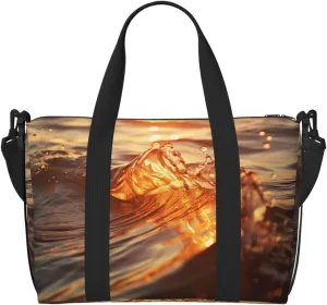 Sunset Sunrise Ocean Sea Print Tote Crossbody Travel Bag with Zip Casual Handbag for Weekend Trips and Gym Shopping, Black, One Size, Travel Tote