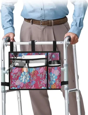 supregear Accessories Bag for Walker, Wheelchair, Rollator - Walker Basket Bag w/Cup Holder - Seniors Caddy Attachment Pouch for Walkers, Water Resistant Large Capacity Carry Storage Carrier Tote