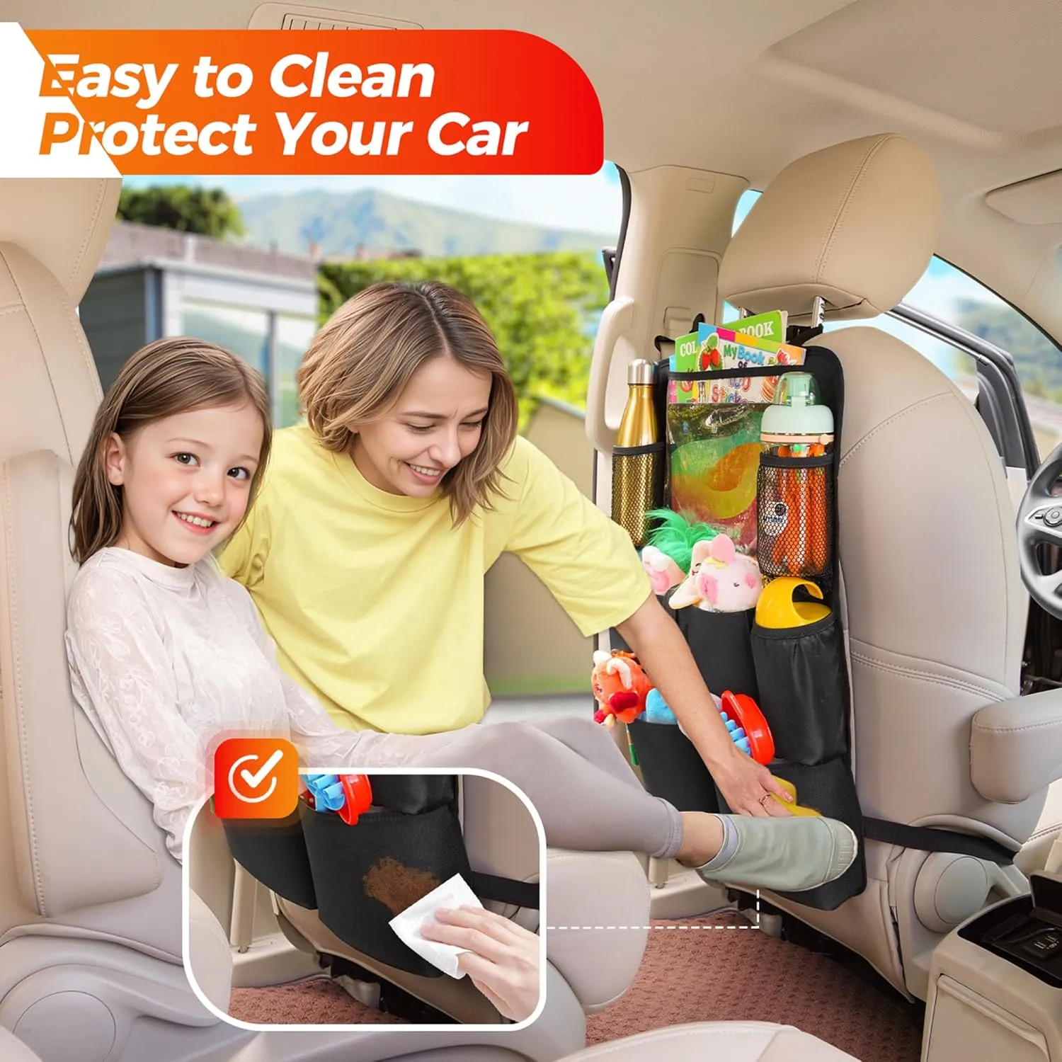 SURDOCA Car Organizers and Storage, Upgraded Car Seat Organizer with 11-inch Touch Screen Tablet Holder, Backseat Car Organizer with 8 Pockets, Car Seat Protector Road Trip Essentials for Kids