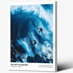 Surfer Gift Vintage Blue Wave Surf Wall Art Poster Surfer Club Photography Surfing Picture Wall Decor Sport Print Ocean Wall Art Canvas Aesthetic Home Dorm Room Decor 60X90 CM Wrapped Framed