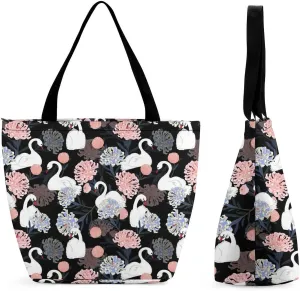 Swan-Pattern Tote Bags Handbags for Women Fashion Shoulder Bags Shoulder Handbag.