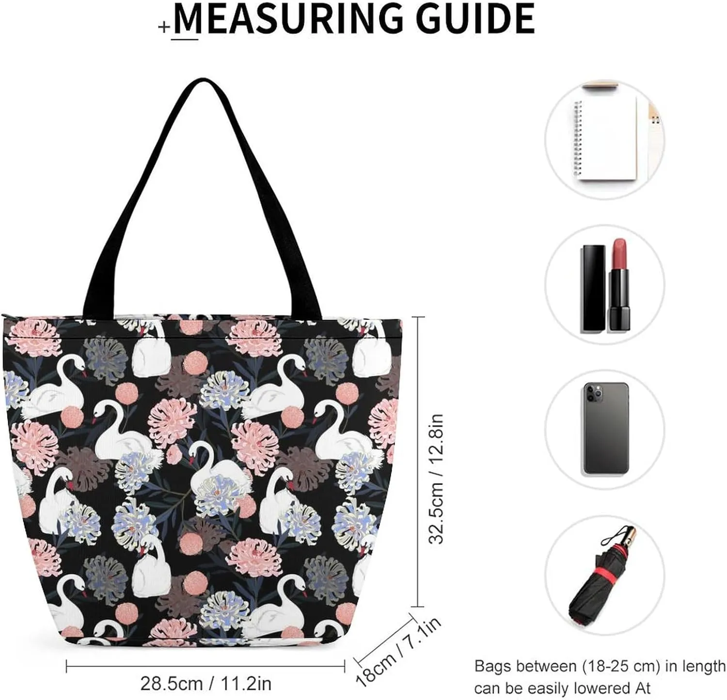 Swan-Pattern Tote Bags Handbags for Women Fashion Shoulder Bags Shoulder Handbag.