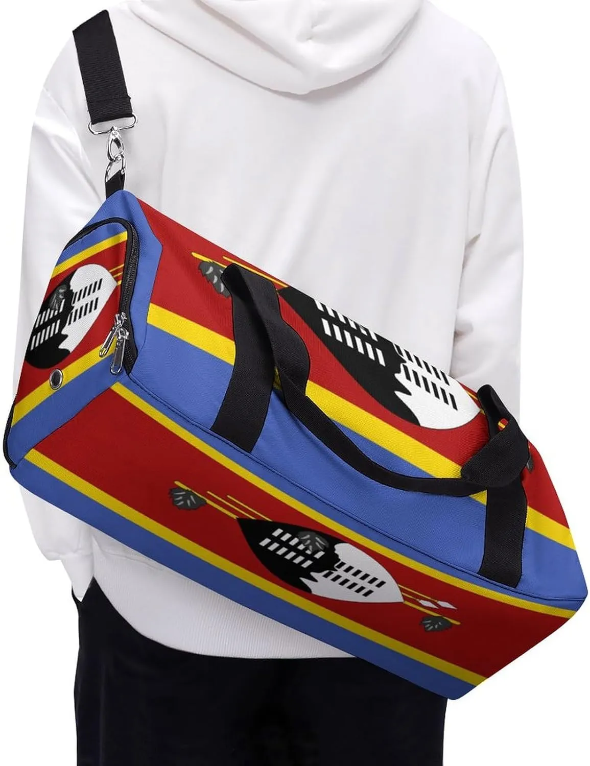 Swaziland Flag Sports Duffel with Wet Pocket and Shoe Compartment Gym Bag for Travel Yoga