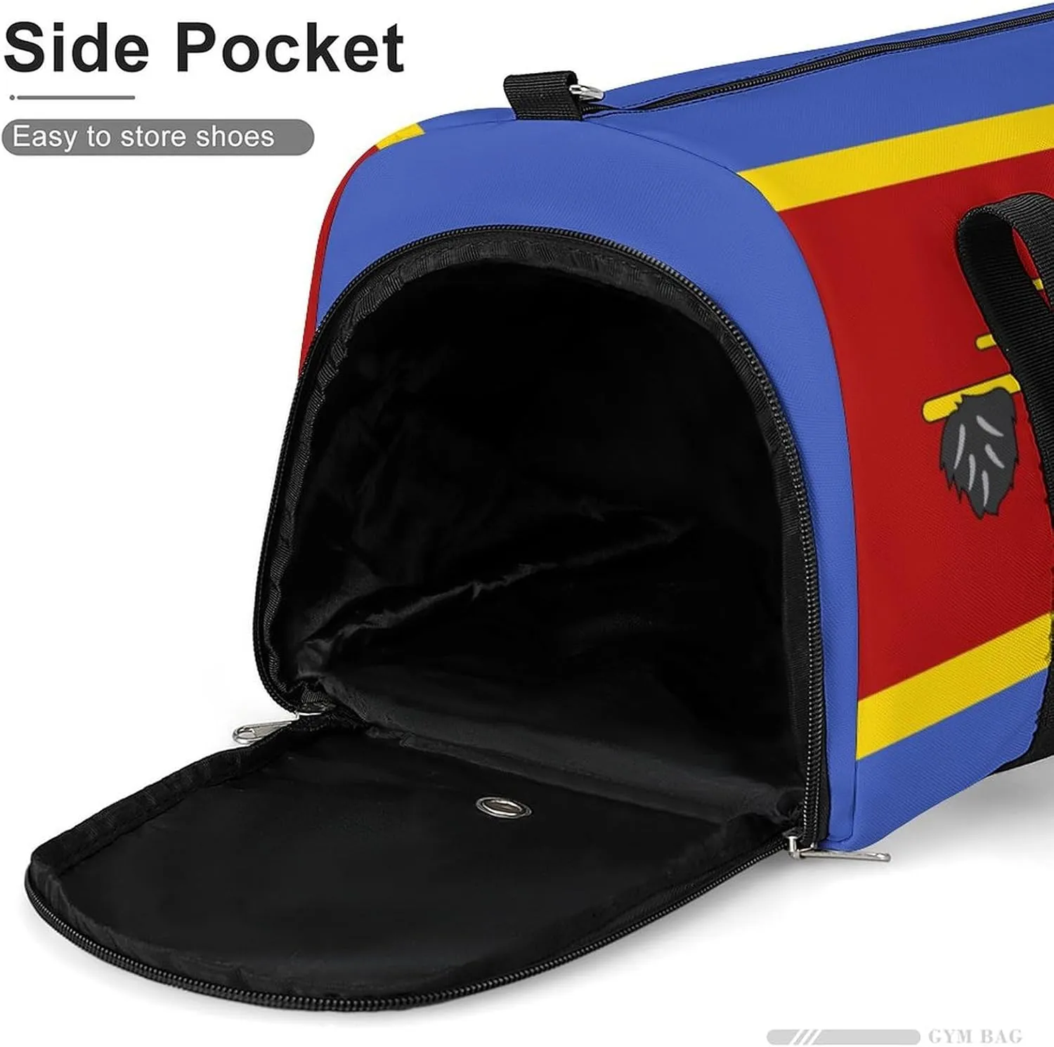 Swaziland Flag Sports Duffel with Wet Pocket and Shoe Compartment Gym Bag for Travel Yoga