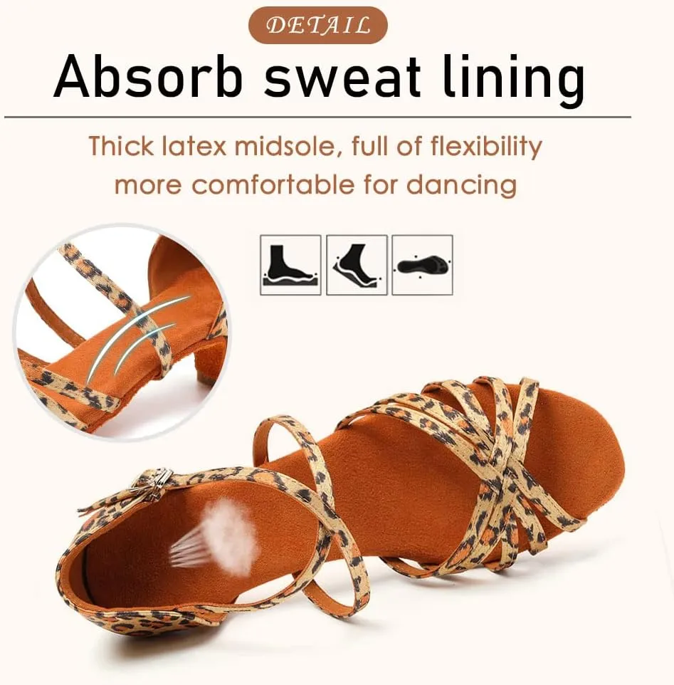 SWDZM Girls Latin Dance Shoes Satin Suede Sole Ballroom Salsa Tango Professional Performance Practice Dance Shoes