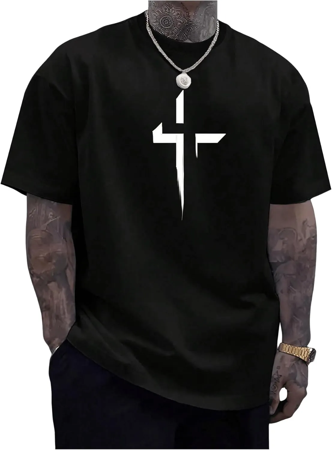 SweatyRocks Men's Graphic Tee Short Sleeve Primitive T Shirts Vintage Gothic Streetwear