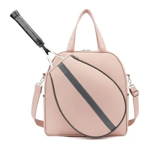 SXDY Tennis Racquet Tote Bag with Adjustable Strap, Large Sports Racket Bag Backpack, Pink