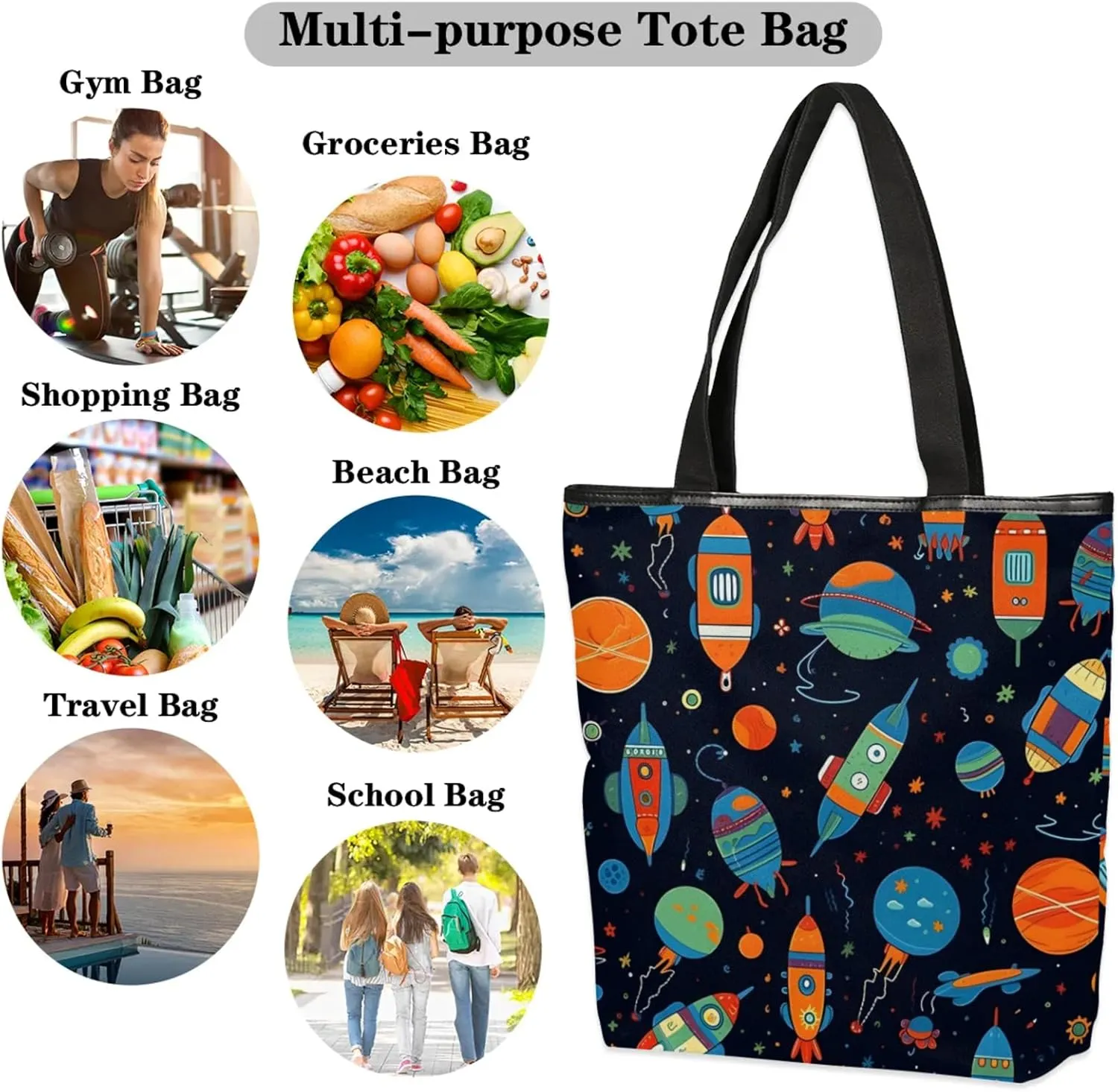 Tavisto Canvas Tote Bag Large Capacity Casual Shoulder Bag Handbag Beach Bag