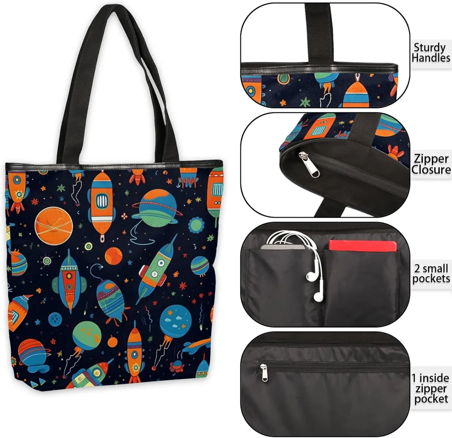 Tavisto Canvas Tote Bag Large Capacity Casual Shoulder Bag Handbag Beach Bag