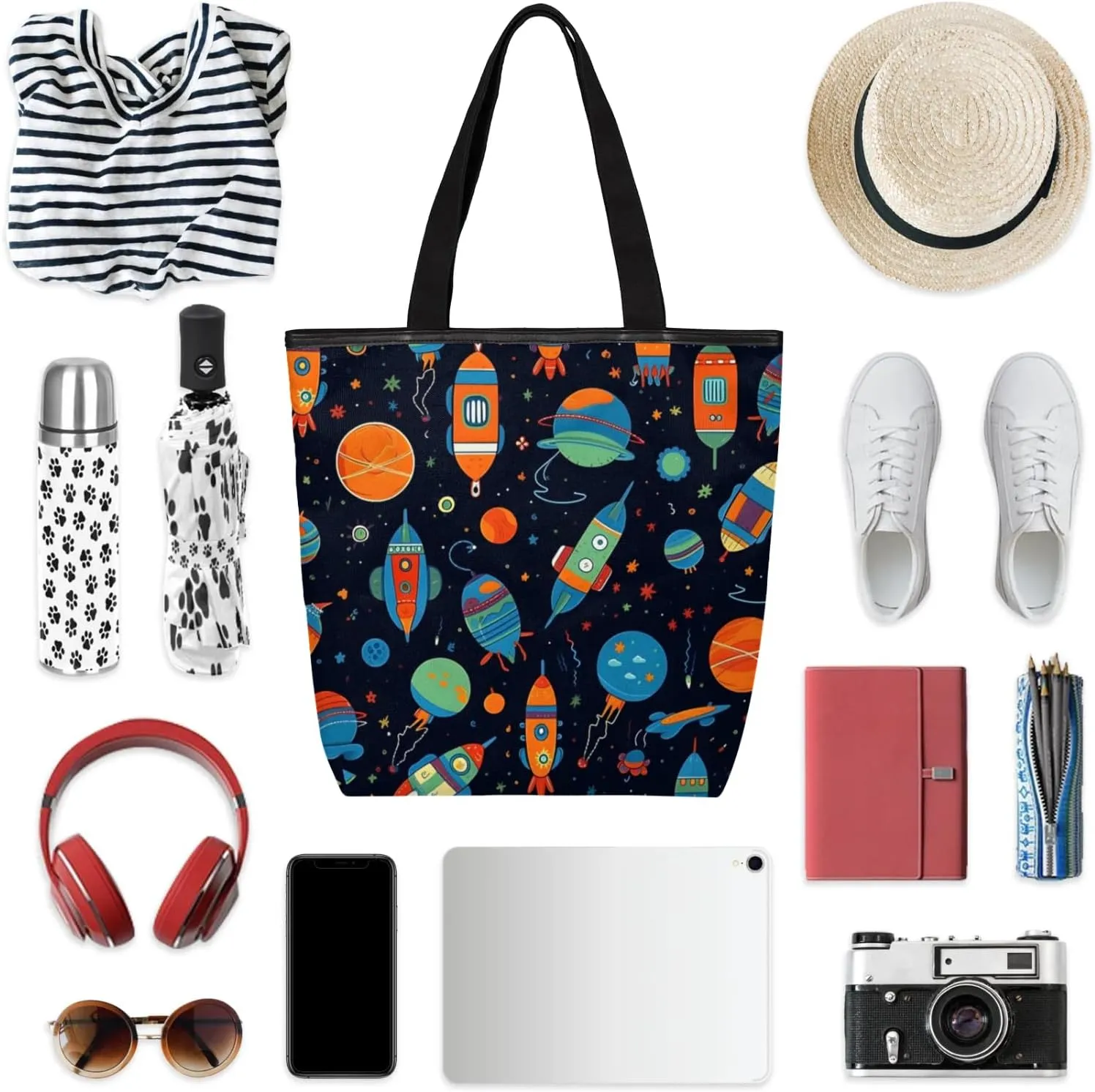 Tavisto Canvas Tote Bag Large Capacity Casual Shoulder Bag Handbag Beach Bag