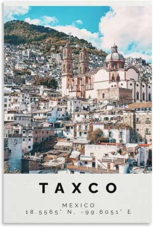 Taxco Poster Colorful Print, Taxco Wall Art, Taxco Photo Decor, Taxco Gift Travel Print,Guerrero,Tra Canvas Art Poster And Wall Art Picture Print Modern Family Bedroom Decor Posters 24x36inch(60x90cm)