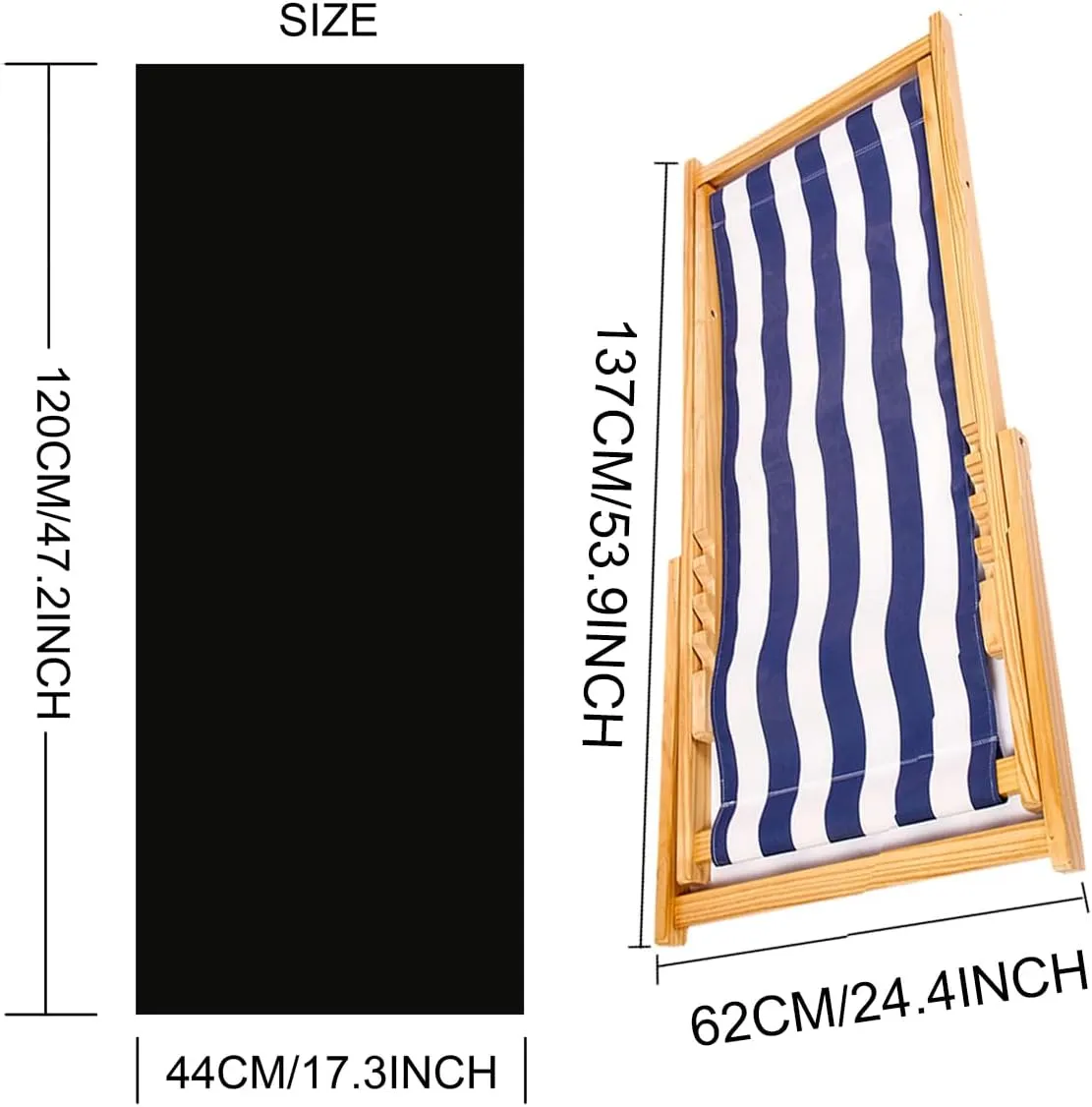 TBACW Replacement Canvas Replacement Cloth for Patio Lounge Chair Beach Sling Chair Reclining Beach Chair-No Wooden Frame-Only Replacement Canvas (White)