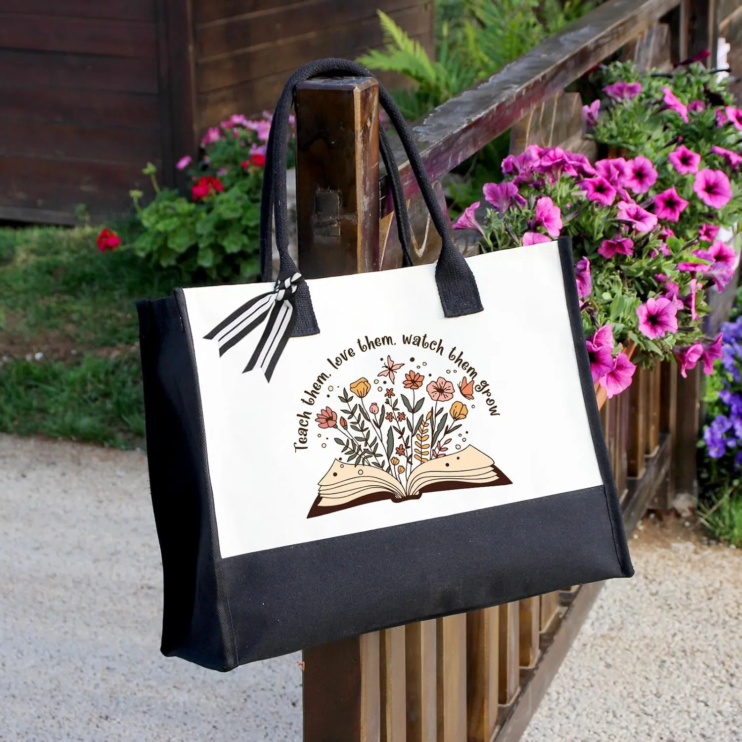 Teacher Appreciation Canvas Tote Bag - Aesthetic Gift for Women - Christmas Teacher Gift