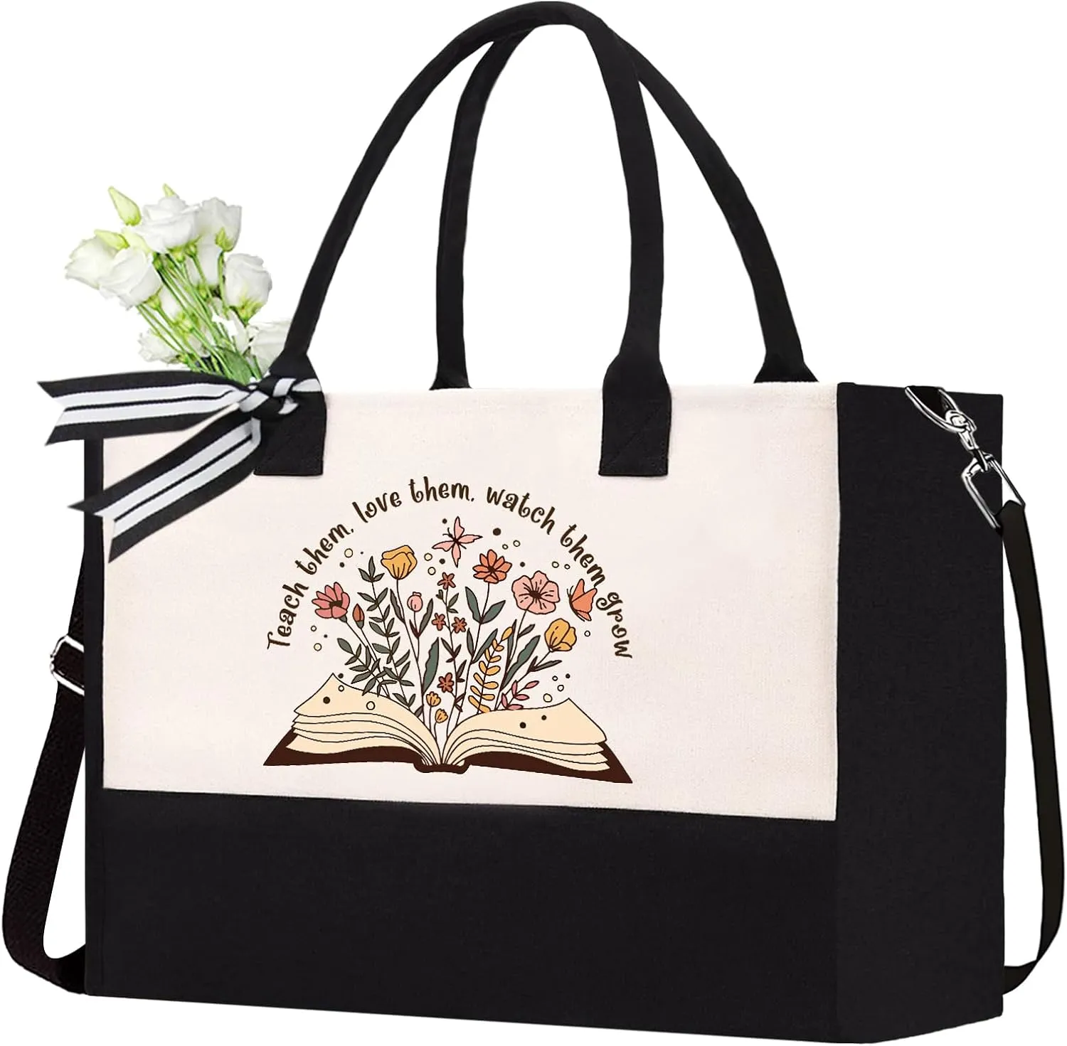 Teacher Appreciation Canvas Tote Bag - Aesthetic Gift for Women - Christmas Teacher Gift