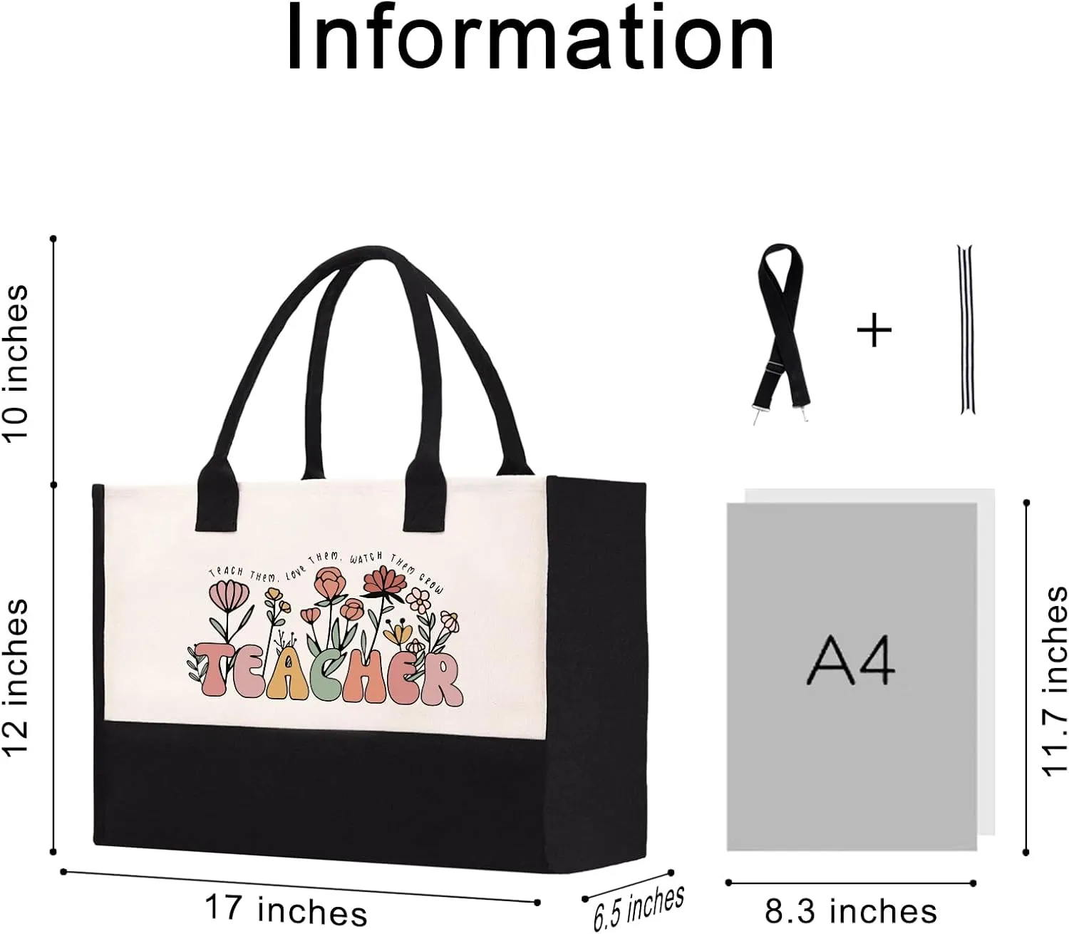 Teacher Appreciation Canvas Tote Bag - Aesthetic Gift for Women - Christmas Teacher Gift