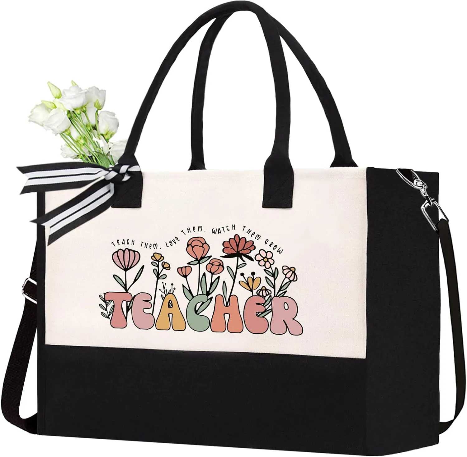 Teacher Appreciation Canvas Tote Bag - Aesthetic Gift for Women - Christmas Teacher Gift