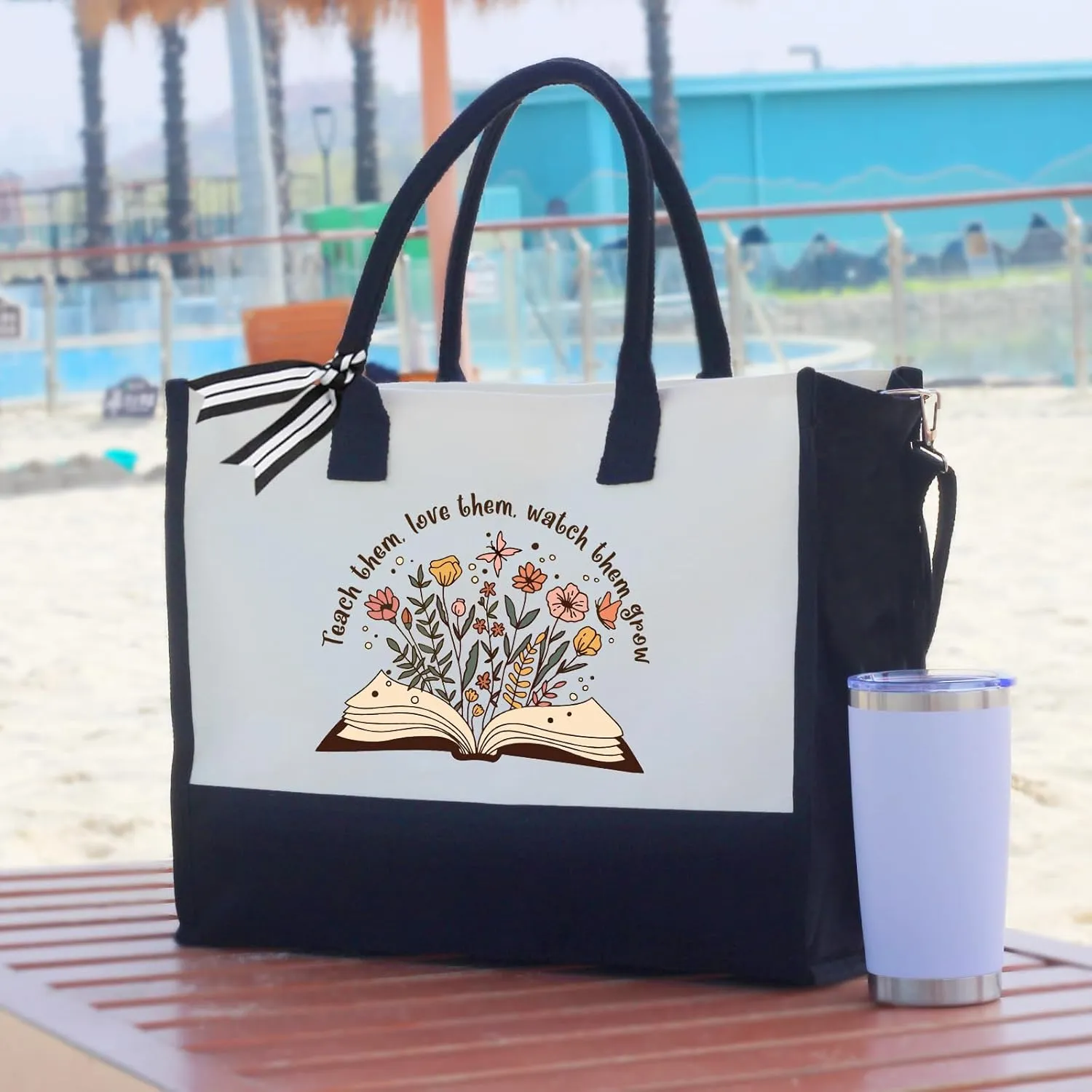 Teacher Appreciation Canvas Tote Bag - Aesthetic Gift for Women - Christmas Teacher Gift