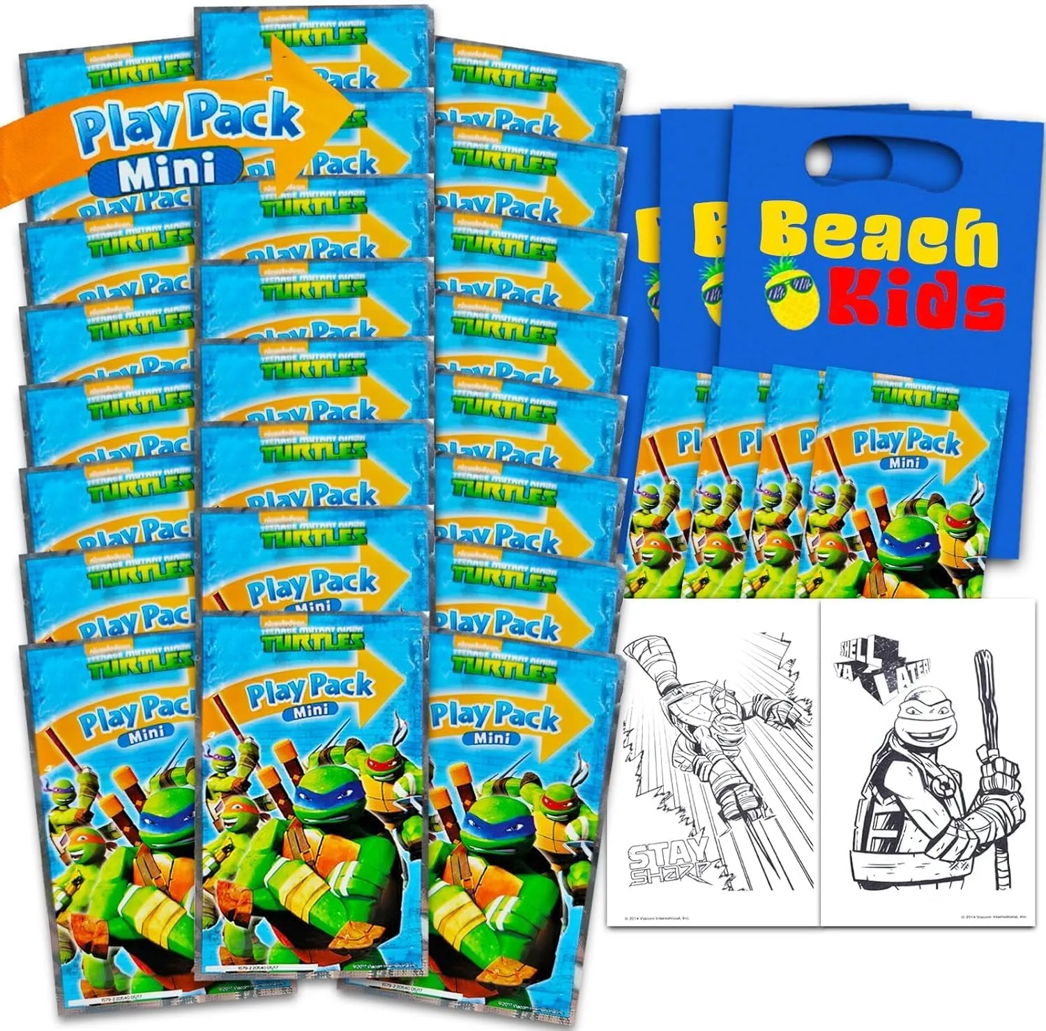 Teenage Mutant Ninja Turtles Party Favors Birthday Set - 24 Mini TMNT Activity Play Packs | Coloring Pages Book, Stickers, Loot Bags | TMNT Birthday Party Supplies for Kids
