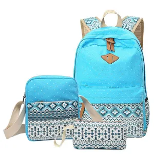 Teenage Responsive Bags Lightweight pcs/set for Dot Well-loved Backpack Middle Polka 3 High Cute School Printing Girls, Canvas Gray Bookbags Women