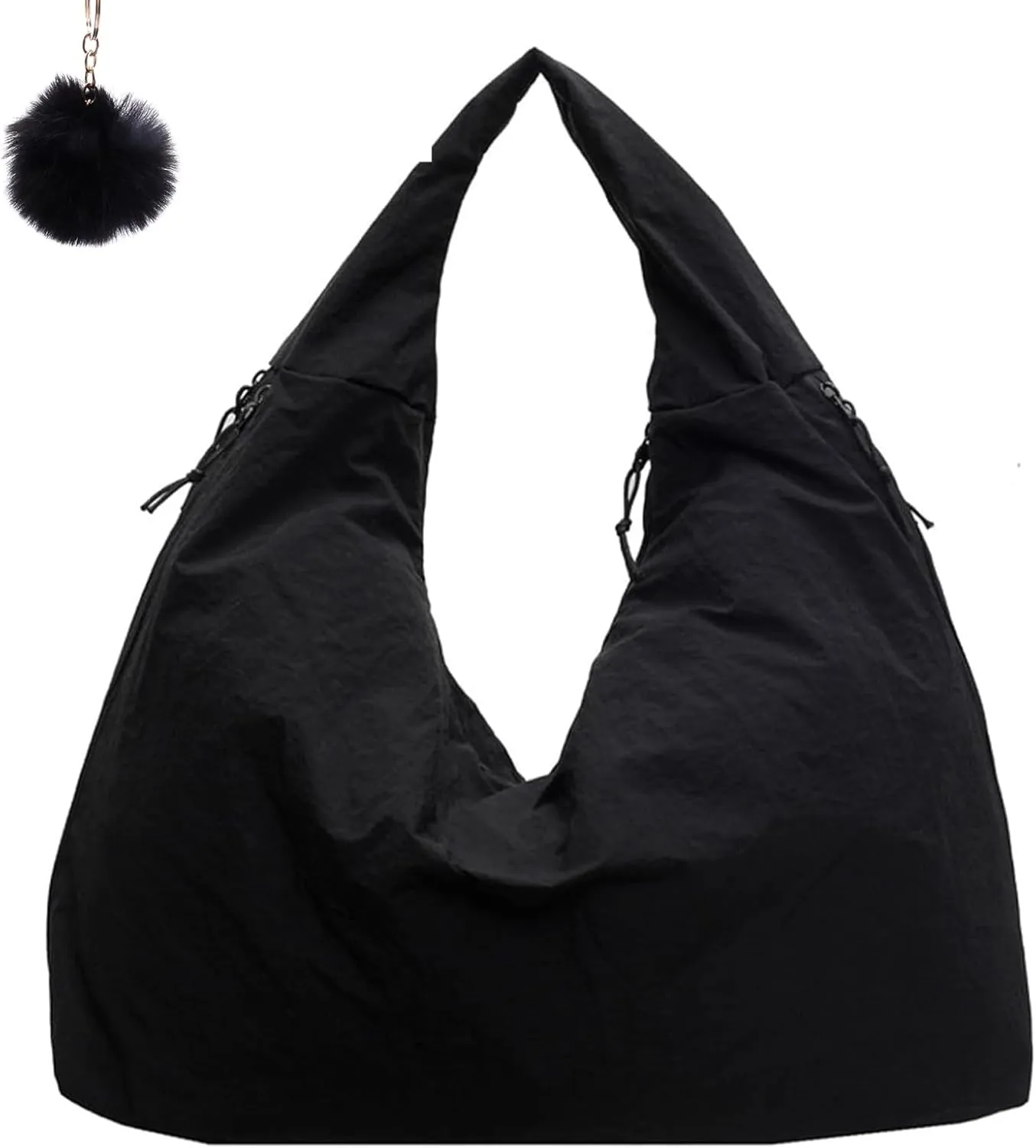 Textured Draped Tote Bag, Women's Solid Color, Large Capacity Fashion Versatile Shoulder Bag (black)
